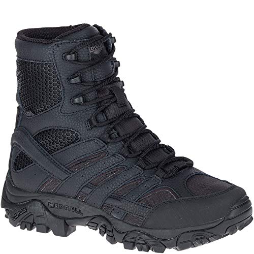 J15845 MERRELL MEN'S 8INCH MOAB 2 WATERPROOF TACTICAL BOOTS BLACK SIZE 10.5 - Like New
