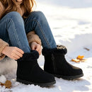 Girls Boots Warm Ankle Winter Boots Kids Soft Plush Lining Fur Collar - Black - Brand New