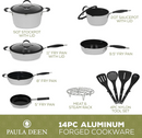 Paula Deen 14 Piece Hammered Aluminum Forged Cookware Set DCFW12SG - Silver Like New