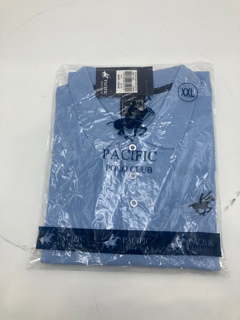 PACIFIC POLO CLUB MENS SHORT SLEEVE - SIZE: MEN 2XL - BLUE - Brand New