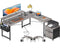 AODK L Shaped Computer Desk, 55" Office Desk, OAK-GRAY - Like New