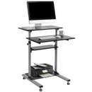 TECHORBITS ROLLING DESK STANDING SITTING MOBILE CART WHEELS OF-WS-T01 - BLACK - Like New