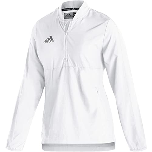 ADIDAS SIDELINE 21 LS 1/4 ZIP - SIZE: MEN L - WHITE GRAY - Like New