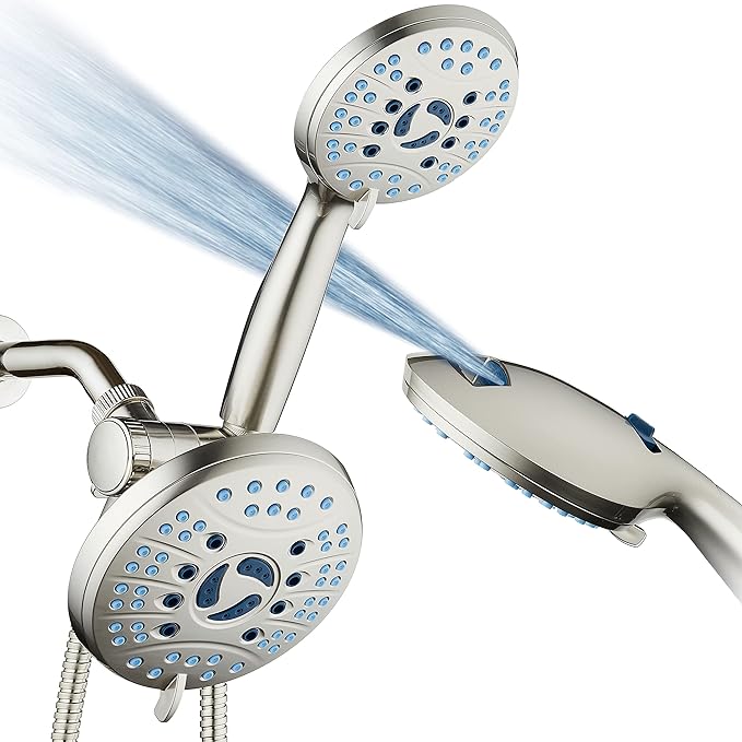 AquaCare AS-SEEN-ON-TV High Pressure 50-mode 3-way Shower Head - SATIN NICKLE Like New