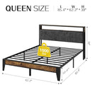 OLEVS QUEEN BED FRAME METAL PLATFORM BEDQUEEN 2-TIER STORAGE LED LIGHT - BLACK - Like New