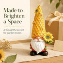REYISO 12.3'' Sunflower Garden Gnomes Statue Solar Bee Lights Garden Decor - Like New