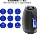 Chefman Electric Kettle, 1.8 Liter Stainless Steel - Black Like New