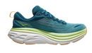 HOKA BONDI 8 MEN'S SHOES - DEEP LAGOON/OCEAN MIST OCEAN BLUE/LIME GREEN - 9 - Like New