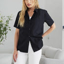 DOCKERS REGULAR FIT SHORT SLEEVE BUTTON DOWN SHIRT - SIZE: WOMEN M - BLACK - Brand New