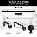 Meriville 1" Ball Single Window Treatment Curtain Rod, 48" to 84", Black - Like New