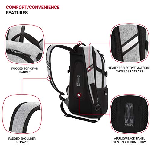 SWISSGEAR 3598 BACKPACK NARROW, 18-INCH -LIGHT GRAY HEATHER - Like New