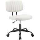 Armless Office Desk Chair Ergonomic 360° Swivel Rolling PU Leather Chair - White - Brand New