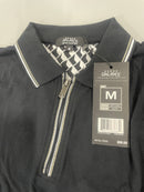GALAXY BY HARVIC MEN’S MODERN FIT POLO SHIRT WITH ZIP PLACKET, SIZE: M - BLACK - Brand New