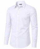 JAMES TAILOR MEN' SLIM FIT LONG SLEEVE STRETCH DRESS SHIRT - SIZE: M - BURGUNDY - Brand New