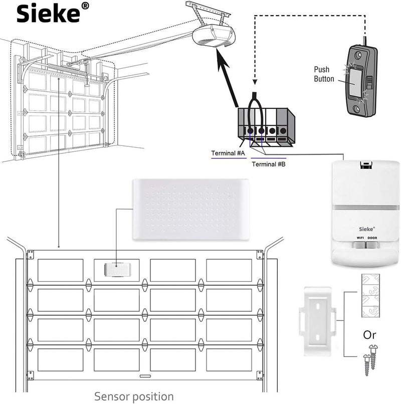 Sieke Smart Wi-Fi Garage Door Opener Controller GD831 - WHITE Like New