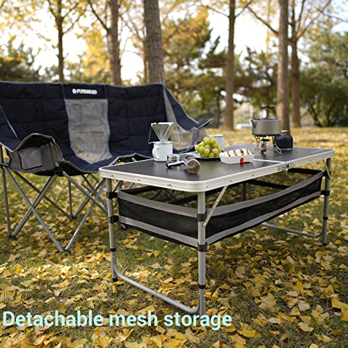 FUNDANGO FOLDING CAMPING TABLE, 4 FT ADJUSTABLE 9C2108 - BLACK - Like New