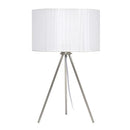 Simple Designs LT1156-WHT Modern Brushed Nickel Tripodal Table Lamp-White Shade - Brand New