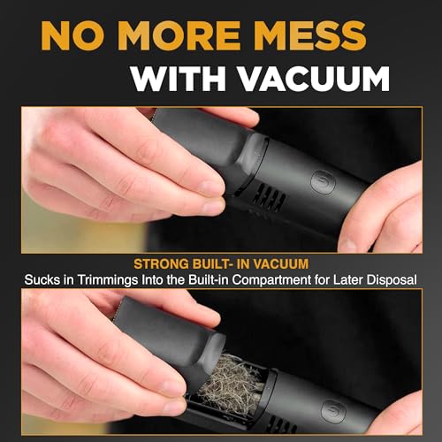Bell+Howell Vacutrim Professional Beard Trimmer, Vacuum, Cordless - Black - Like New