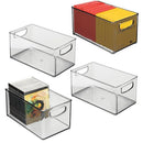 mDesign Plastic Rectangular Drawer Organizer Storage Bin Holder - 4 Pack - Smoke - Brand New