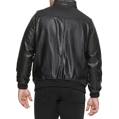 LM8TU476 LEVI'S MEN FAUX LEATHER AVIATOR BOMBER JACKET SIZE 2XLT - BLACK - Brand New