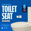 HIGHCRAFT B1TSPE ELONGATED PLASTIC TOILET SEAT WITH ADJUSTABLE HINGE - BONE - Like New