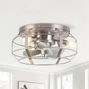 Parrot Uncle Industrial 3-Light Metal Cage Low Profile Ceiling Fan Light Remote - Like New