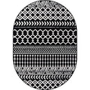 CAMILSON Boho Moroccan Black and White Oval Rug Geometric Diamond 5x7 Area - Brand New
