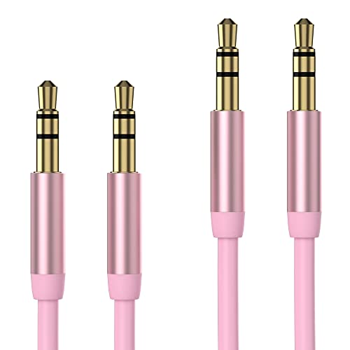 TALKWORKS AUX CABLE 3.5MM AUDIO CORD FOR CAR - 6FT LONG, 2 PACK - ROSE GOLD - Like New