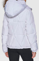 KARL LAGERFELD WOMEN'S DIAMOND QUILT PUFFER JACKET - SIZE XS - WHITE - Brand New