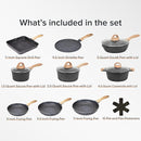 JEETEE Pots Pans Set Nonstick 23pcs Healthy Kitchen Cookware Sets - Gray/Granite Like New