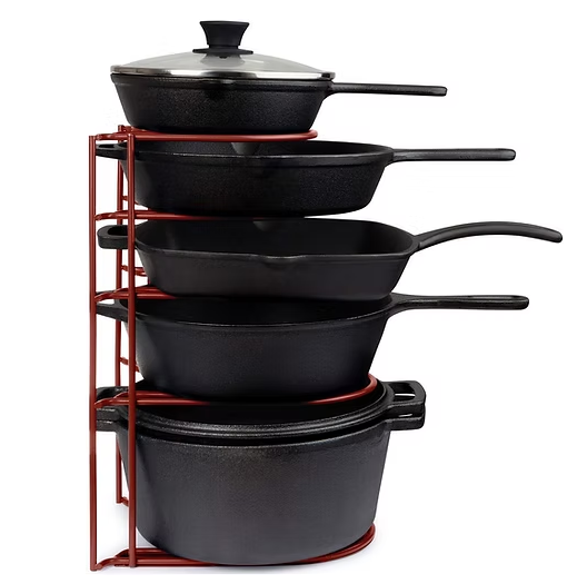 CUISINEL HEAVY DUTY PAN AND POT ORGANIZER - 5 TIER RACK - 15 INCH - RED - RED - Like New