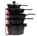 CUISINEL HEAVY DUTY PAN AND POT ORGANIZER - 5 TIER RACK - 15 INCH - RED - Brand New
