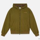 TIMBERLAND MENS WASHED DUCK CANVAS HOODED BOMBER JACKET - SIZE: L - GREEN - Brand New