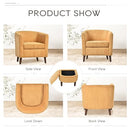 COLAMY Modern Accent Chair with Storage Ottoman, Corduroy, Barrel, Yellow - Brand New