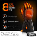 WASOTO HEATED GLOVES 7.4V BATTERY 22.2WH RECHARGEABLE SKI GLOVES - XXL - BLACK - Like New