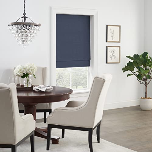 ECLIPSE FAUX SILK ROMAN WINDOW CORDLESS 100% BLACKOUT 36X64 - INDIGO - Like New