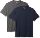 AMAZON ESSENTIALS MEN'S SHORT-SLEEVE CREWNECK T-SHIRT 2PC - SIZE: L - GRAY/BLUE - Like New