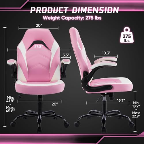 BG PINK+WHITE PU LEATHER COMPUTER GAMING CHAIR ERGONOMIC OFFICE CHAIR - Like New