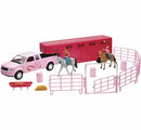 Valley Ranch Pink Pick Up Truck and Horse Trailer Playset - Brand New