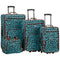 ROCKLAND JUNGLE SOFTSIDE UPRIGHT LUGGAGE 4-PIECE SET 14/29/24/28 - BLUE LEOPARD - Like New