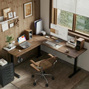 AGILESTIC L SHAPED STANDING DESK ELECTRIC CORNER, 63 X 55 IN, DARK WALNUT - Like New