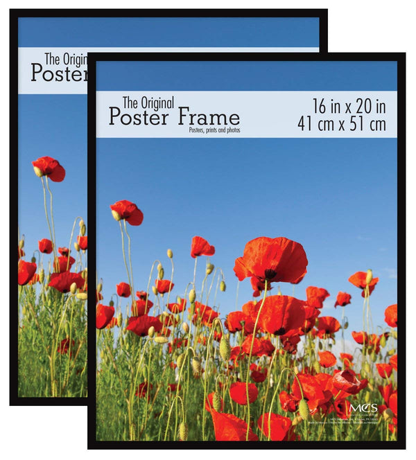 MCS Original Poster Frame 16x20 Lightweight Vertical & Horizontal 2-Pack - BLACK Like New