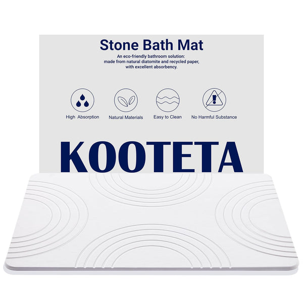 KOOTETA Stone Bath Mat, Shower Mat, Super Absorbent, Easy to Clean - White - Like New