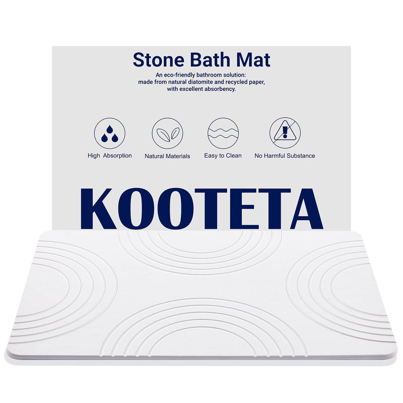 KOOTETA Stone Bath Mat, Shower Mat, Super Absorbent, Easy to Clean - White - Like New