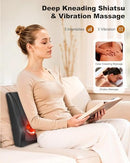 SNAILAX SHIATSU BACK MASSAGER WITH HEAT CORDLESS 4D NECK MASSAGE PILLOW BLACK - Like New