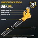 GREENER LB05-US BRUSHLESS LEAF BLOWER 20V MAX, 6-SPEED, 600CFM/190MPH - YELLOW - Like New