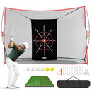 VBSD 10x7FT Golf Practice Net and Mat Target Cloth 7 Tees 6 Balls - RED - Like New