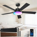 SMAVISTA RGBCW SMART 52" 2600LM LED CEILING FAN LIGHT REMOTE BLACK WALNUT - Like New