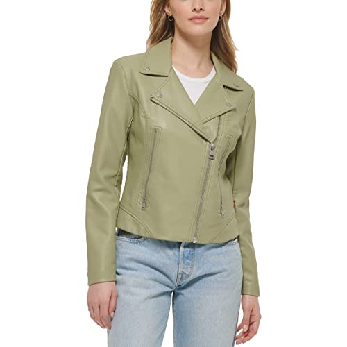 LW1RU538 LEVI'S WOMEN'S VEGAN LEATHER 538 MOTO JACKET WOMEN XL GREEN/CHARCOAL - Brand New