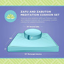 Bean Products Round Zafu & Zabuton Yoga Meditation Cushions- Hemp Blueberry - Brand New